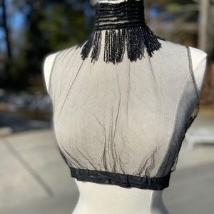 Vintage One-of-a-kind Hand-Made Sheer Black Tulle Crop Top Sz 2